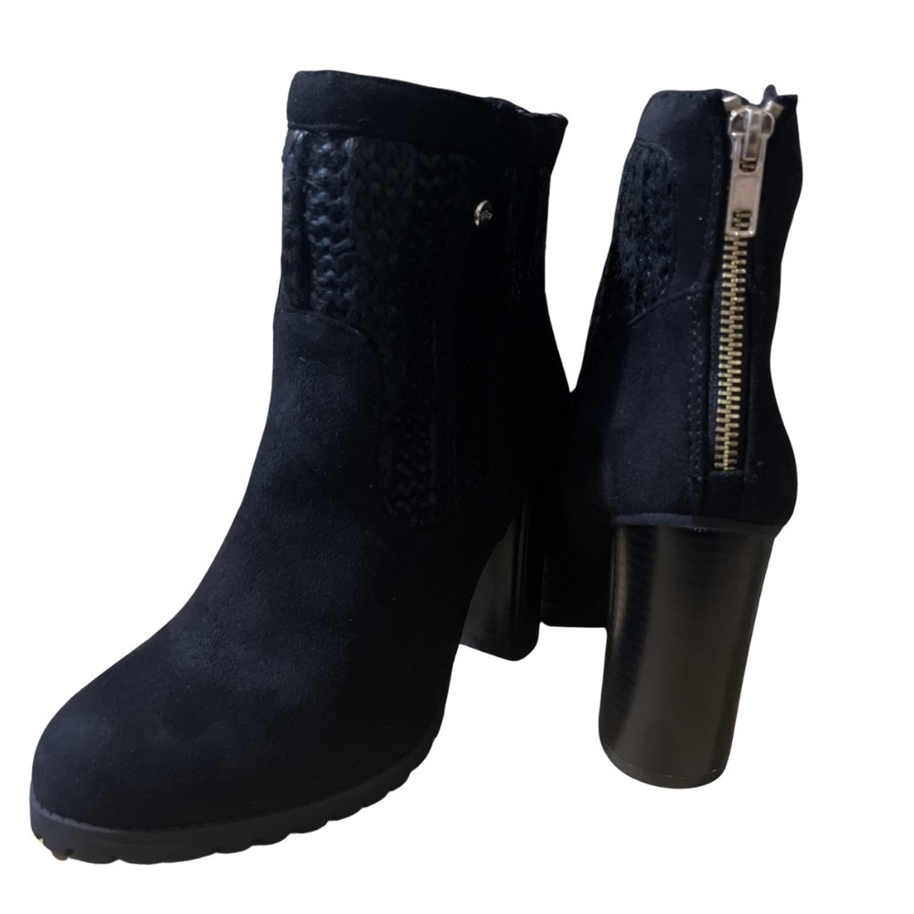 NWOT Juicy Couture Lupia Black Knit & Faux Suede Ankle Boots - Size 6.5 M